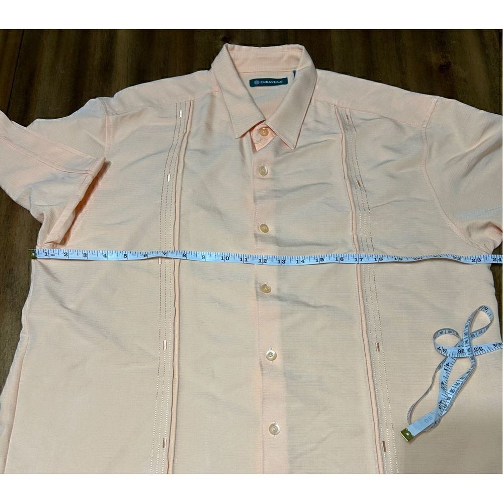 Cubavera Short Sleeve Double Tuck Embroidered Panel Shirt, Polyester Size Large - Picture 9 of 10